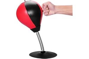 LONTG Upgraded Desktop Punching Bag Vertical Boxing Speed Ball Stress Buster Relief with Stand Boxing Punch Ball with Suction Cup to Reflex Strain and Tension Toys with Pump for Office Worker Adults Kids