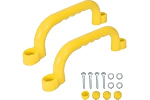 DECORDWELL Haltegriffe 2 Stück Für Spielplatz, Klettergerüst, Handgriff Aus Kunststoff, Rutschfeste Griffe, Spielturm Zubehör, Für Draußen Spielzeug Baumhaus Spielhäuser (Gelb)