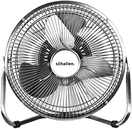 Schallen Chrome Silver Metal High Velocity Cold Air Circulator Adjustable Floor Fan with 3 Speed Settings (9")