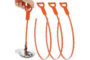 COMNICO Confezione da 3 strumenti per rimuovere gli intasamenti di scarico, 63,3 cm, in plastica, a forma di serpente, strumento per sbloccare tubi di scarico, kit di pulizia per cucina, lavello,