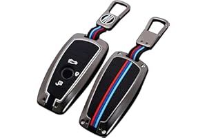 HooRLZ Fluorescent Bmw Key Fob Cover Zinc Alloy with Key Chain For Bmw 3 4 5 6 7 Series F01 F02 F03 F04 F07 F10 F11 F12 F13 F18 F20 F21 F25 F26 F30 F31 F32 F33 F34 F35 X3 Key Cover, F30 Car Key Cover