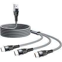 MISYNLON Cavo Splitter USB A A Doppio Tipo C 66W - 2 In 1, Angolato 90°, Nylon Intrecciato, 1.2m, Per Caricare Due Dispositivi Contemporaneamente - 3