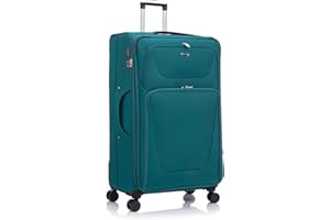 Aerostar Extra Large 32” Lightweight Softshell Expandable Suitcase, Integrated Combination Lock, 4 Wheels Check in Luggage for 30kg (Forest Green, 162 litres)