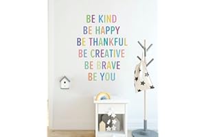 KAIRNE Colorful Inspirational Lettering Quote Wall Decal,Motivational Phrases Wall Stickers-Be Kind, Be Thankful,Positive Quote Word Sticker for Nursery Children Girls Room Classroom Playroom Kids Decoration