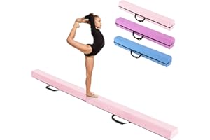 HOMFME Poutre Gymnastique Pliable 210 CM en Mousse, avec Surface en Daim, Poutre d’Équilibre Intérieur Amovible Transportable avec Poignée, Patin Antidérapant, Idéal pour Débutants, Enfants
