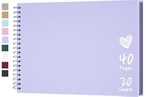 Hiwhy Scrapbook 11x8 Inch DIY Scrapbook Album Hardcover Kraft Paper Scrap Book Photo Albums 20 Sheets Memory Book for Family Wedding, Light Purple