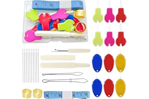 KEEPSWEAT Nadeleinfädler Bausatz,29 Stück Einfädelhilfe Set,enthalten Daumen Geformt einfädelhilfe für nähnadeln/Nadeleinfädler mit Klinge/Naht Rippers/Nähnadel/Fingerhut/Bandmaß