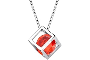 Aurora Tears 925 Sterling Silver Birthstone Necklaces Stud Earrings Jewellery Sets Gifts Square Birth Stone Pendant for Women and Girls