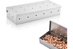 SUZEYEN BBQ Smoker Box for Wood Chips – Heavy Duty Stainless Steel Smoking Box with Hinged Lid, Compatible with Gas & Charcoal Grills, Adds Rich Smoky Flavor to Meat, Fish & Veggies – 1000ml Capacity