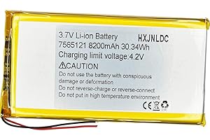 HXJNLDC DC 3,7v 8200mah 7565121 Batterie au Lithium polymère Rechargeable pour DIY 3.7-5v Produits électroniques avec 2 Fils intégrés de Remplacement de la Batterie et de la lumière LED