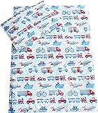 Babies-Island A 2 Piece Bedding Set Pillowcase+Duvet Cover For Baby Toddler To Fit Cot/Cot Bed - CARS, TRANSPORTATION (Size 120x150 cm)