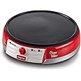 Ariete Electric Crepe Maker Dosa Maker | Portable Crepe Maker with Non-Stick Dipping Plate and Egg Whisk | Easy to Use for Pancakes, Chapati, Chilla, Dosa, Egg Beater | 1000Watt (Red)