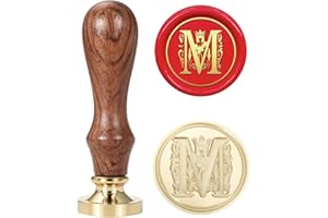Mogokoyo 1 Sigillo Alfabeto A - Z Gli Iniziali Timbro in Ottone e Legno per Lettera Busta Documenti Privati Vintage, M