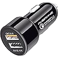 Ambrane 30W Fast Car Charger with Dual Output, Qualcomm Quick Charge 3.0 Compatible with All Cars for iPhone, All Smartphones, Tablets & More, Multi-Layers Protection (ACC11QC, Black)