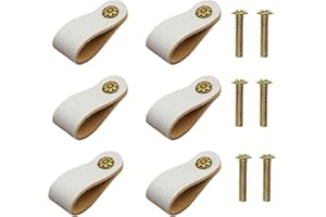 HNJKJEU Maniglie di Cuoio Grigio, 6 pezzi Maniglie per Porta di Mobili In Vera Pelle Maniglia Creativa Moderni in Pelle per Porta dell'armadio, Cassetto, Maniglie delle Porte, Viti incluse