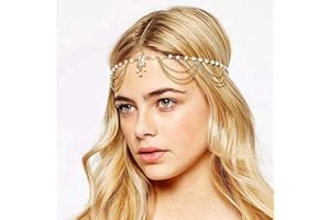 Edary Boho, decorazione per testa, catena dorata, decorazione per festival, con perle, copricapo da sposa, per ballo, festa in costume, accessori per capelli, gioielli per donne e ragazze