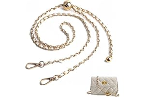 SSYANG Chaîne de Sac à Main en Métal 120 cm Sac à Bandoulière Chaine de Remplacement Chaîne Bandoulière de Remplacement en Métal Sangle en Cuir et Chaîne pour Les Sacs à Main pour Sac à Bandoulière (Or)