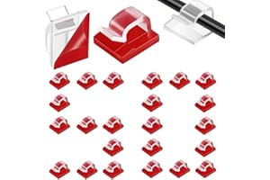 KIRZAX 50 Pièces Clips Câbles,Cable Adhesif Rangement de Câble,Organisateur de serre-câbles, Attache Câble Auto Collant,Cavalier Cable Electrique pour Gestion des câbles, Transparent