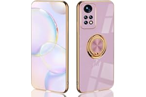 UPLAI Funda para Xiaomi Redmi Note 12 Pro 4G, Ultra Delgado Suave TPU Silicona Antigolpes Carcasa con Soporte de Anillo, Moda Diseño de Galvanoplastia Estuche Caso.Púrpura