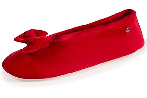 Isotoner Chaussons pantoufles Ballerines femme ultra confortables, semelle en cuir, détail grand nœud, EU,