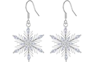DOKIA Christmas Snowflake Earrings for Women Girls, Xmas Cubic Zirconia Drop Earrings│Snowflake Dangle Hypoallergenic Earring for Ears│Christmas Earrings Jewellery Gifts for Her Ladies