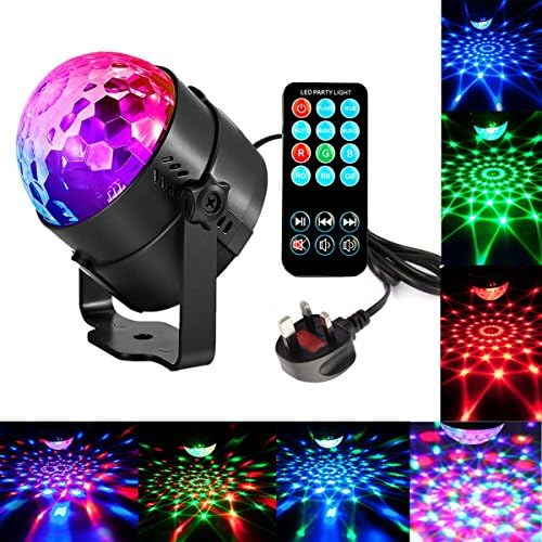 Disco DJ Party Lights Led Stage Lights Sound Activated LED Strobe Light Ball RGB 7 Colors 3W Crystal Magic Rotating with Remote Control for Christmas Birthday Wedding DJ Karaoke KTV Club Home Outdoor（Party-1）