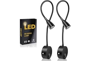 FIFILARY Lampa LED Sconce Reading, obracana o 360°, elastyczna lampa do montażu na ścianie, z włącznikiem i wtyczką, długość rogu 38 cm, 200 lm, 3000 K/3 W/110-240 V AC (2 szt. czarna)