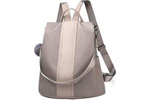 LOSMILE Women's Backpack, Rucksack Nylon School Bag Ladies Handbag Shoulder Bags Lightweight Daypack Anti-Theft Bags (Khaki-Large)