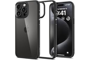 Spigen Etui na telefon komórkowy iPhone 15 Pro Max Ultra Hybrid [Anti-Yellowing] Case etui na telefon komórkowy etui ochronne przezroczyste cienkie cienkie - matowe czarne