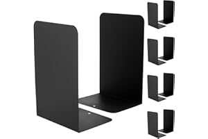 HAKZEON 10 Pack 5 Pairs Black Book Ends, L Shape Metal Bookends with Non-slip Base, Heavy Duty Metal Bookends Holder for Shelves
