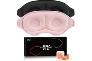 Aosun Schlafmaske für Seitenschläfer, 2er-Pack, Verbesserte 3D Schlafbrille für Frauen & Herren, 100% Lichtblockierende Augen