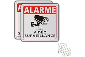 YUNTARDA Panneau Alarme Video Surveillance Panneau Camera Surveillance 15x15cm Métal en Aluminium Brossé et Résistant aux UV(2)