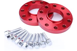 CarBole Distanziali ruote 5x120mm & 20mm con bullone:M12x1.5 | NLB: 72,56 mm, Compatibile con BMW ecc. (2 Pezzi | Rosso | Numero di Fori 10) set