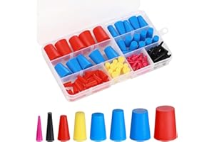 AQSQWQ 100 Pièces Bouchons Coniques en Caoutchouc de Silicone, 8 Tailles de Bouchons en Caoutchouc pour Masquer les Trous Pendant Le Revêtement en Poudre, La Peinture, L'Hydrotrempage, Le Sablage