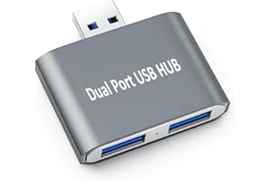 Herfair USB Hub,USB Expander,2 Ports USB Hub Adapter Ultra Slim Portable High Speed USB 3.0 Male to 2 USB 3.0 Female Splitter Extension Convertor for Laptop, MacBook,Desktop PC(Gray)