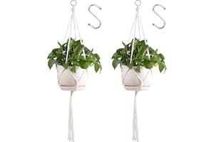 Hwtcjx 2 Pack Macrame Plant Hanger, 88cm Plant Hanger Indoor, Plant Holder Hanging Basket with Hooks for Potted Flower Pot Deck Ceiling Balcony Wall Decoration (Flowerpot Not Included)