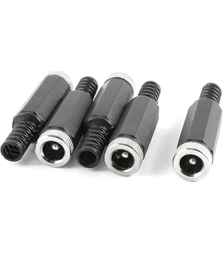 3 Prises Jack Femelles Filetées 2.1x5.5 Mm Pour Alimentation DC - Métal Argenté, Trou De Montage 11 Mm - 5
