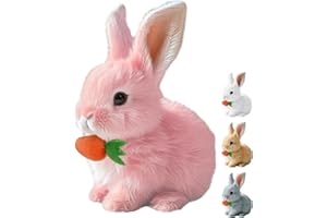 GMTEO Realistic Bunny Toy, Hüpfendes Kaninchen Spielzeug, Ostern Plüschhase, Hasen Spielzeug Geräusche Macht und Dessen Ohren und Nase Sich Bewegen, Plüschhase Kuschelhase (rosa)