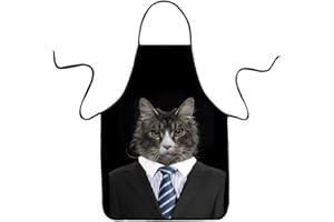 VIPbuy Delantal de cocina impermeable ajustable con estampado animal 3D para cocinar barbacoa