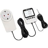 KETOTEK Digital Thermostat Socket with Timer &ndash; Day/Night Temperature Controller 230 V, Backlit LCD for Terrarium Reptiles &amp; G