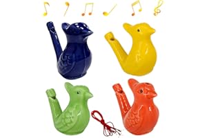 PHISGNIO Lot de 4 sifflets à oiseaux en céramique multicolores - Pour enfants - Remplissables - Avec chant des oiseaux clairs - Pour la décoration de la maison et les jeux