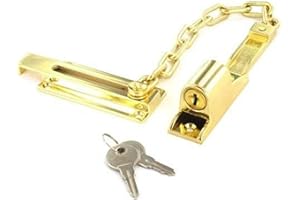 SISI UK Door Security Chain Lock Polished Brass Security Chain with Door Lock Anti-Theft Internal Front Door Safety Latch Door Guard Perfect for Wooden and uPVC Doors Pack of 1.