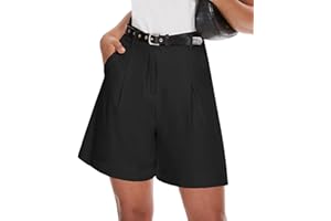 Navneet Bermuda pour femme - Short d'été taille haute - Jambes larges - Longueur genou - Coupe large - Tenue décontractée