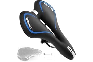 BOFFOX Sella da bicicletta da uomo, comoda e cava, ergonomica, in morbido gel memory foam, da uomo, per bici da corsa, MTB/Trekking