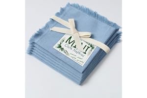 Urby Eco Hanky 10x10in Reusable cotton Napkins (Rustic Fringe). Small Size Napkin. Ideal Use As Kids Napkins for Lunch.Dinners.Occasions Like Weddings,Birthday,Cocktail Parties. (BBL,6pk)