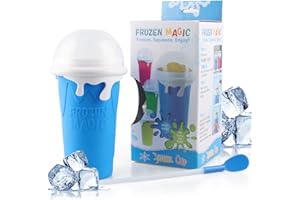 WDJLNZB Cup Slushy Maker, Slushy Maker Cup con 2 in 1 Straw e Spoon, Tazza di Frullato di Silicone, Frozen Magic Squeeze Cup, Portable Milkshake Tazza Congelata,Frozen Smoothies Cup, Coppa di Ghiaccio (Blu)