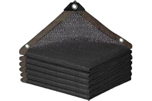 HESIOL Siatka zacieniająca z oczkami 4 x 8 m, siatka zacieniająca, 70% zewnętrzna czarna siatka zacieniająca na balkon, żagiel przeciwsłoneczny, siatka zacieniająca na taras, zadaszenie, do szklarni