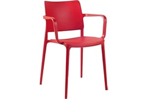 ‎PAPATYA PAPATYA 1er-Set Kunststoffstuhl Joy-K Designstuhl mit Einer Belastbarkeit von 200 kg stapelbar, Terassenstuhl aus Kunststoff UV beständig, Leichter Stuhl mit Rückenlehne für Balkonstuhl (Rot)