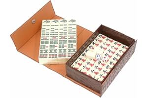 EIMZU Majongsteine Spiel, Mini Mahjong Set, Mini Mahjong Spiel, Traditionelles Chinesisches Mah Jong für Reise, 144 Majong Spielsteine mit edler Holzschatulle, Tragbarer Tabletop Spielset für Familie Reise