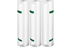 AESHORY Bolsas de Vacío de Alimentos 3 Rollos 28 x 600cm, Rollos al Vacio para Envasadora al Vacío Bolsas Vacío Gofradas para Conservación de Alimentos y Cocción Sous Vide, Sin BPA